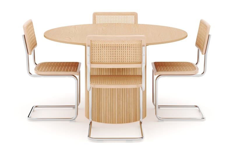 Kopparbo Matbord Runt 130 cm Förlängningsbart med 4 st Build Matstolar - Vit - Möbler - Matplats - Matgrupp & matbord med stolar