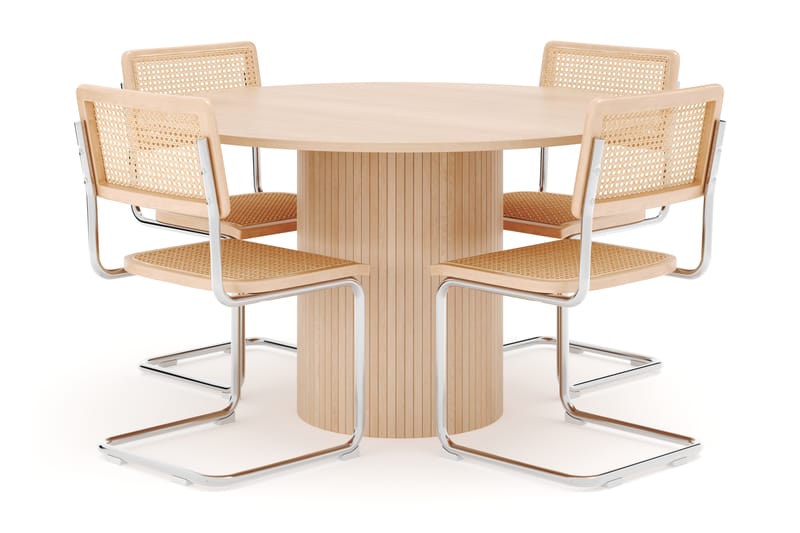 Kopparbo Matbord Runt 130 cm med 4 st Build Matstolar - Beige - Möbler - Matplats - Matgrupp & matbord med stolar