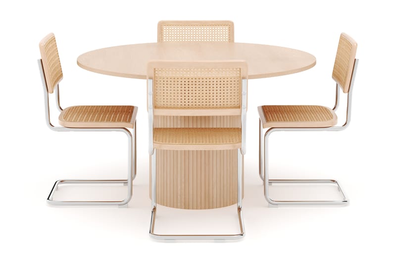 Kopparbo Matbord Runt 130 cm med 4 st Build Matstolar - Beige - Möbler - Matplats - Matgrupp & matbord med stolar