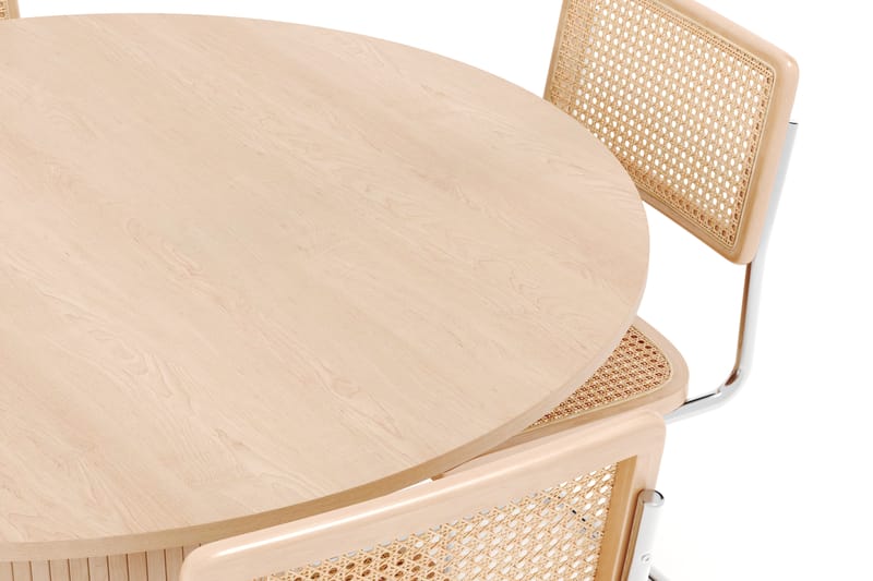 Kopparbo Matbord Runt 130 cm med 4 st Build Matstolar - Beige - Möbler - Matplats - Matgrupp & matbord med stolar