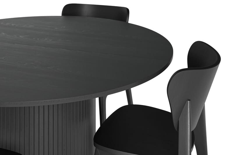 Kopparbo Matbord Runt 130 cm Svart Förlängningsbart med 4 st HULSIG Matstol Svart - Möbler - Matplats - Matgrupp & matbord med stolar
