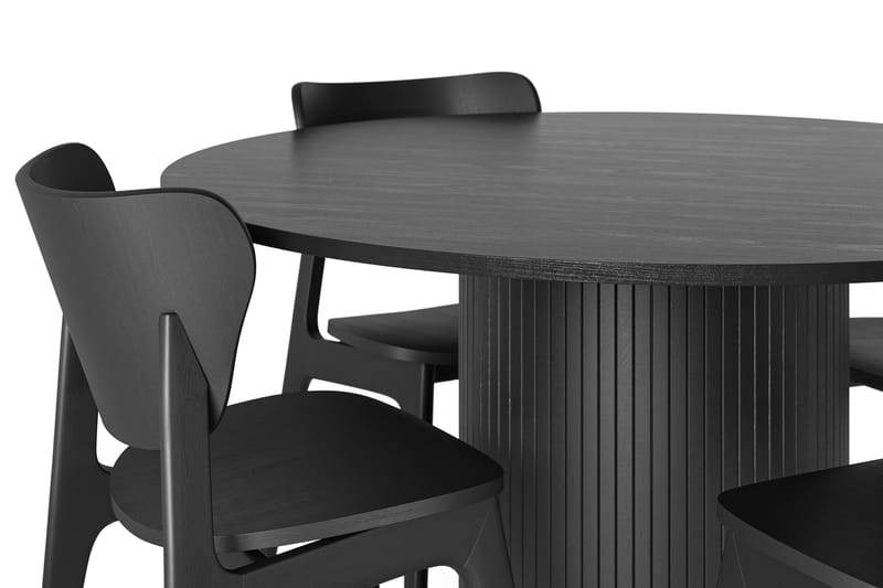 Kopparbo Matbord Runt 130 cm Svart med 4 st HULSIG Matstol Svart - Möbler - Matplats - Matgrupp & matbord med stolar