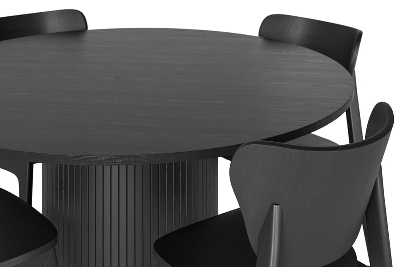 Kopparbo Matbord Runt 130 cm Svart med 4 st HULSIG Matstol Svart - Möbler - Matplats - Matgrupp & matbord med stolar