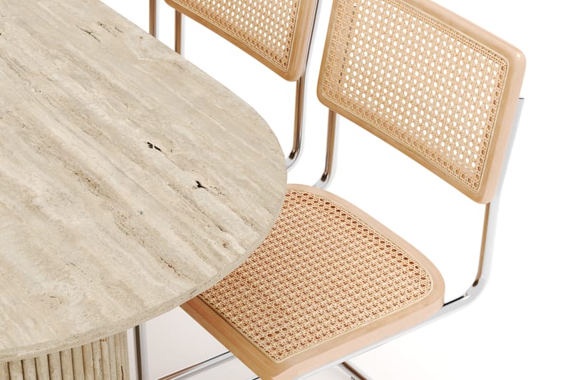 Kopparbo Matbord Travetin utseende med 6 st Build Matstolar - Beige - Möbler - Matplats - Matgrupp & matbord med stolar