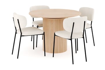 Kopparbo Matgrupp 106 cm Förlängningsbart med 4 Gemmiano Matstolar - Whitewash - Möbler - Matplats - Matgrupp & matbord med stolar