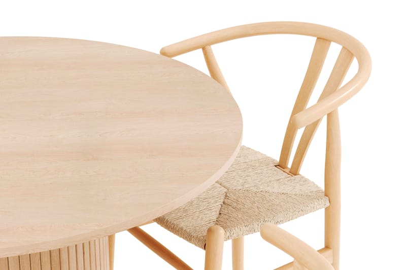 Kopparbo Matgrupp 106 cm Rund Förlängningsbart med 4 Dastoori Matstolar - Whitewash - Möbler - Matplats - Matgrupp & matbord med stolar