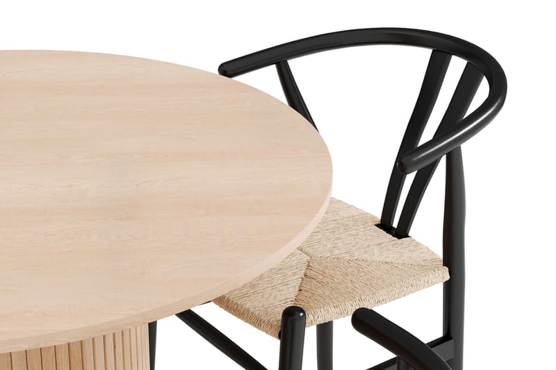 Kopparbo Matgrupp 106 cm Rund Förlängningsbart med 4 Dastoori Matstolar - Whitewash - Möbler - Matplats - Matgrupp & matbord med stolar