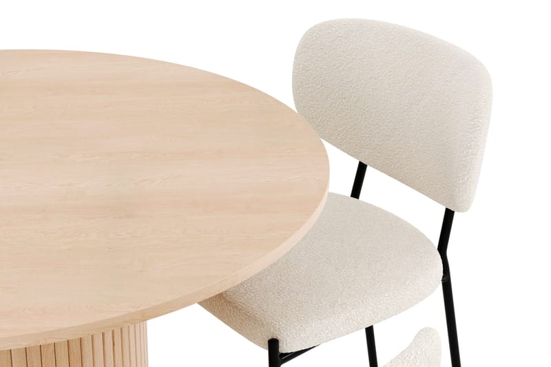 Kopparbo Matgrupp 106 cm Rund Förlängningsbart med 4 Gemmiano Matstolar - Whitewash - Möbler - Matplats - Matgrupp & matbord med stolar