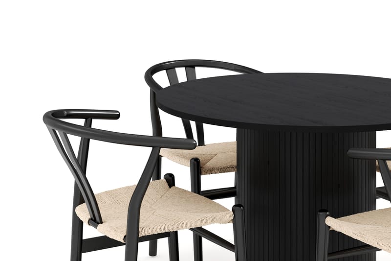 Kopparbo Matgrupp 106 cm Rund med 4 Dastoori Matstol - 2220067-4,2229318-1 - Svart - Möbler - Matplats - Matgrupp & matbord med stolar