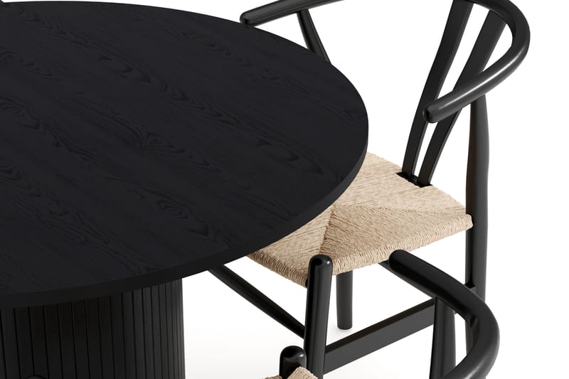 Kopparbo Matgrupp 106 cm Rund med 4 Dastoori Matstol - 2220067-4,2229318-1 - Svart - Möbler - Matplats - Matgrupp & matbord med stolar