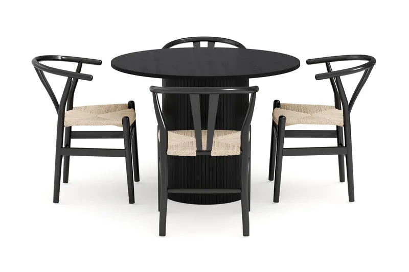 Kopparbo Matgrupp 106 cm Rund med 4 Dastoori Matstol - Möbler - Matplats - Matgrupp & matbord med stolar