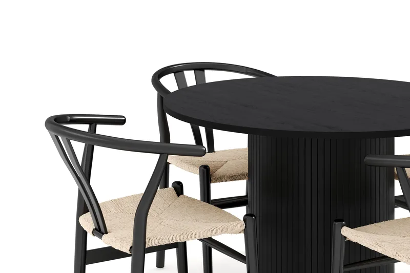 Kopparbo Matgrupp 106 cm Rund med 4 Dastoori Matstol - Möbler - Matplats - Matgrupp & matbord med stolar
