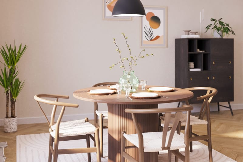 Kopparbo Matgrupp 120 cm Rund med 4 Dastoori Matstol - Mörkbrun - Möbler - Matplats - Matgrupp & matbord med stolar