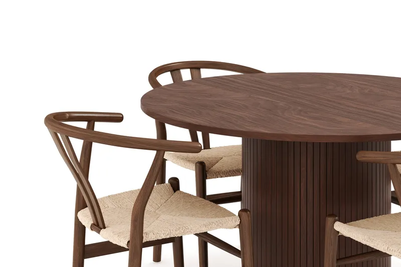 Kopparbo Matgrupp 120 cm Rund med 4 Dastoori Matstol - Mörkbrun - Möbler - Matplats - Matgrupp & matbord med stolar