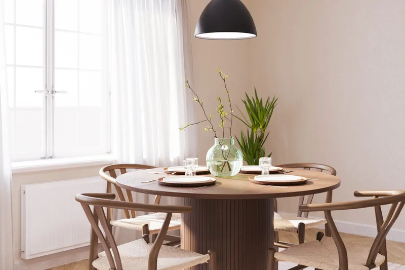 Kopparbo Matgrupp 120 cm Rund med 4 Dastoori Matstol - Mörkbrun - Möbler - Matplats - Matgrupp & matbord med stolar