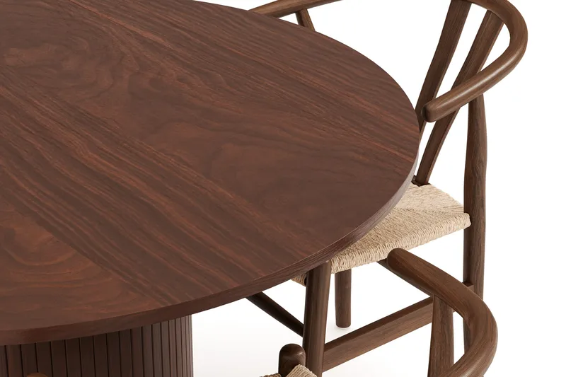 Kopparbo Matgrupp 120 cm Rund med 4 Dastoori Matstol - Mörkbrun - Möbler - Matplats - Matgrupp & matbord med stolar