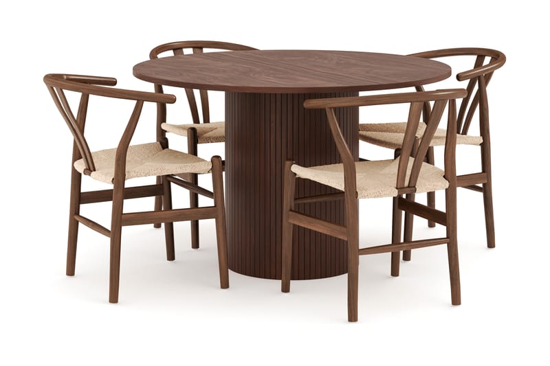 Kopparbo Matgrupp 120 cm Rund med 4 Dastoori Matstol - Möbler - Matplats - Matgrupp & matbord med stolar