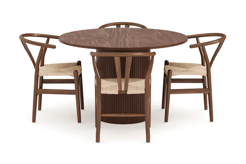 Kopparbo Matgrupp 120 cm Rund med 4 Dastoori Matstol - Möbler - Matplats - Matgrupp & matbord med stolar