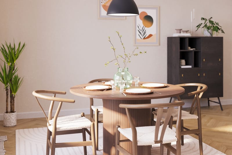 Kopparbo Matgrupp 120 cm Rund med 4 Dastoori Matstol - Möbler - Matplats - Matgrupp & matbord med stolar