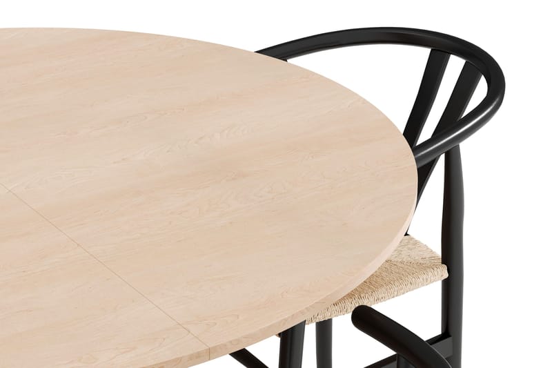 Kopparbo Matgrupp 130 cm Rund Förlängningsbart med 4 Dastoori Matstolar - Whitewash - Möbler - Matplats - Matgrupp & matbord med stolar