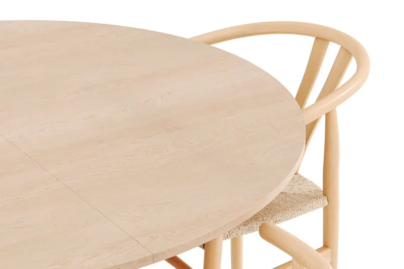 Kopparbo Matgrupp 130 cm Rund Förlängningsbart med 4 Dastoori Matstolar - Whitewash - Möbler - Matplats - Matgrupp & matbord med stolar