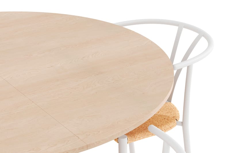 Kopparbo Matgrupp 130 cm Rund Förlängningsbart med 4 Elysia Matstolar - Whitewash - Möbler - Matplats - Matgrupp & matbord med stolar