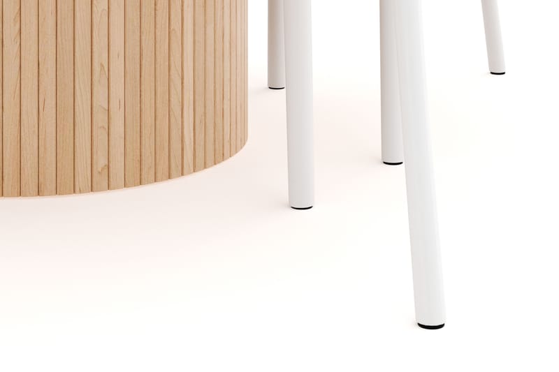 Kopparbo Matgrupp 130 cm Rund Förlängningsbart med 4 Elysia Matstolar - Whitewash - Möbler - Matplats - Matgrupp & matbord med stolar