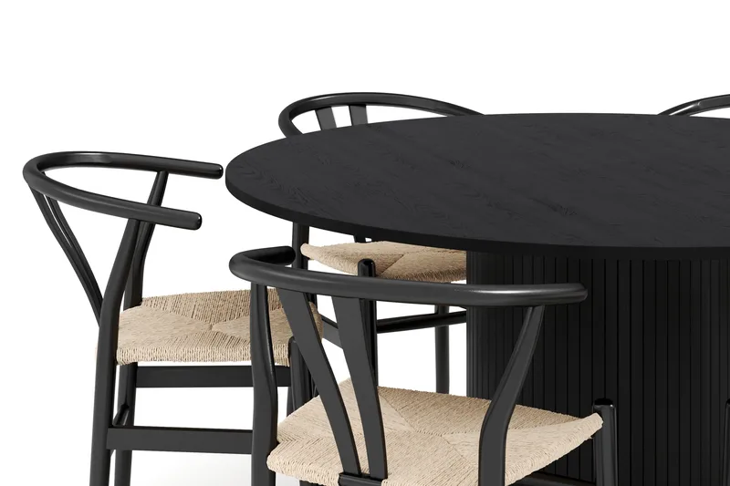 Kopparbo Matgrupp 150 cm Rund med 6 Dastoori Matstol - Möbler - Matplats - Matgrupp & matbord med stolar