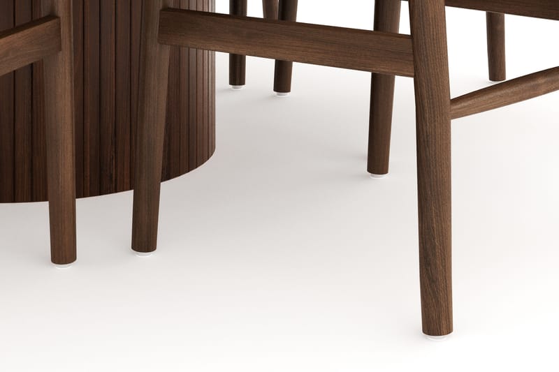 Kopparbo Matgrupp 150 cm Rund med 6 Dastoori Matstolar - Valnöt - Möbler - Matplats - Matgrupp & matbord med stolar