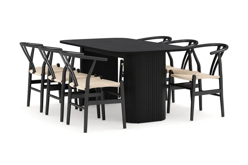 Kopparbo Matgrupp 160 cm med 6 Dastoori Matstol