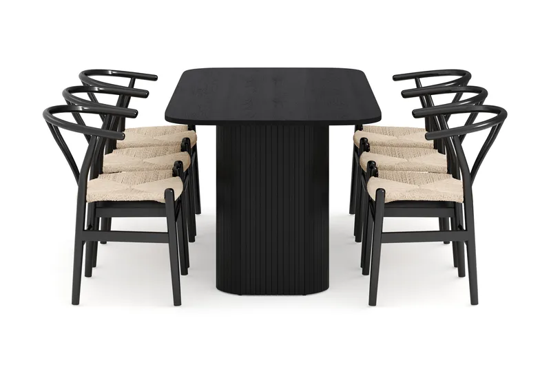 Kopparbo Matgrupp 160 cm med 6 Dastoori Matstol - Möbler - Matplats - Matgrupp & matbord med stolar