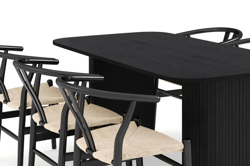 Kopparbo Matgrupp 160 cm med 6 Dastoori Matstol - Möbler - Matplats - Matgrupp & matbord med stolar