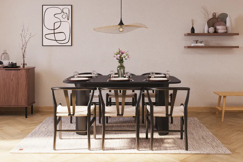 Kopparbo Matgrupp 160 cm med 6 Dastoori Matstol - Möbler - Matplats - Matgrupp & matbord med stolar