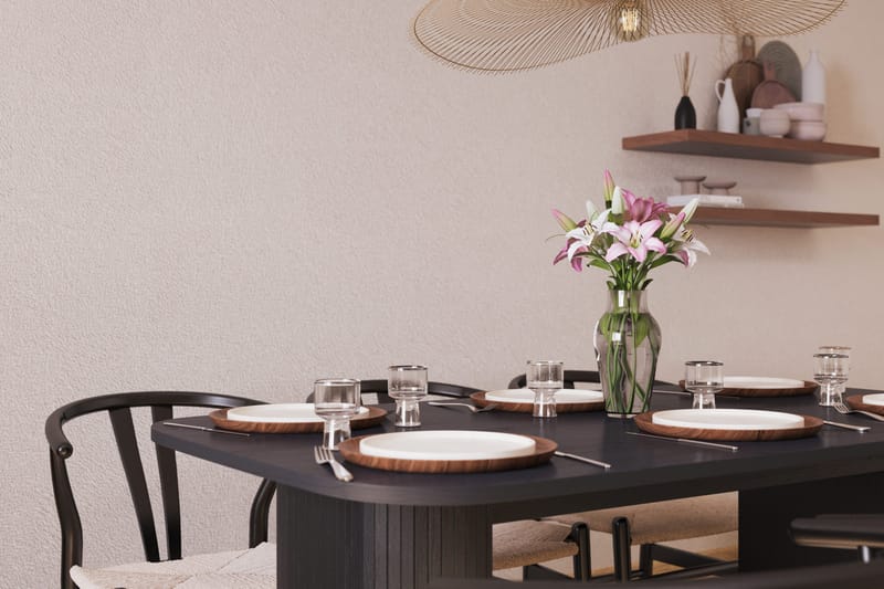 Kopparbo Matgrupp 160 cm med 6 Dastoori Matstolar - Svart - Möbler - Matplats - Matgrupp & matbord med stolar