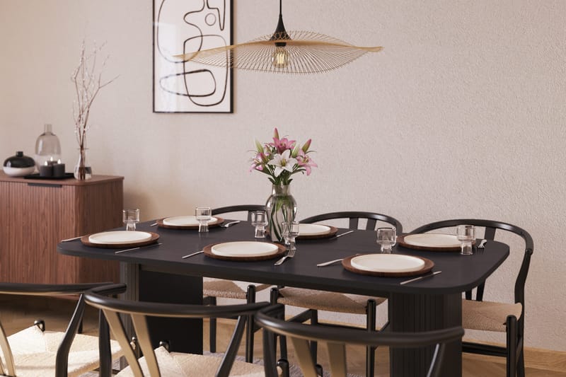 Kopparbo Matgrupp 160 cm med 6 Dastoori Matstolar - Svart - Möbler - Matplats - Matgrupp & matbord med stolar