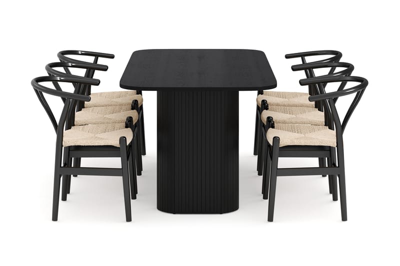 Kopparbo Matgrupp 160 cm med 6 Dastoori Matstolar - Svart - Möbler - Matplats - Matgrupp & matbord med stolar