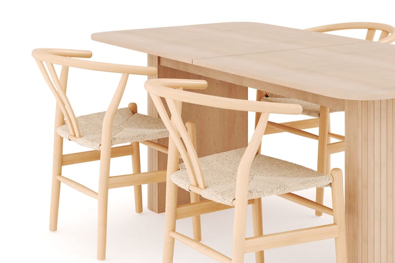 Kopparbo Matgrupp 180-240 cm Förlängningsbart med 4 Dastoori Matstolar - Whitewash - Möbler - Matplats - Matgrupp & matbord med stolar