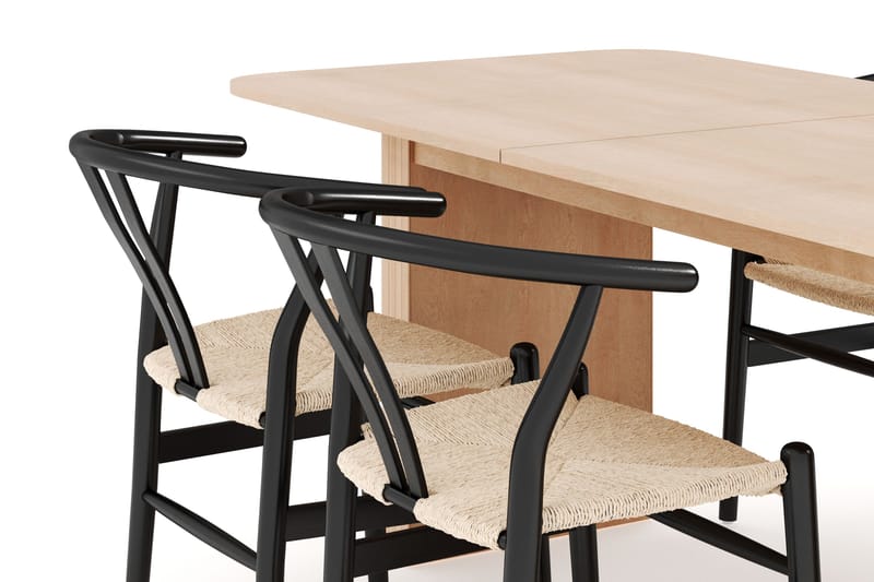 Kopparbo Matgrupp 180-240 cm Förlängningsbart med 4 Dastoori Matstolar - Whitewash - Möbler - Matplats - Matgrupp & matbord med stolar