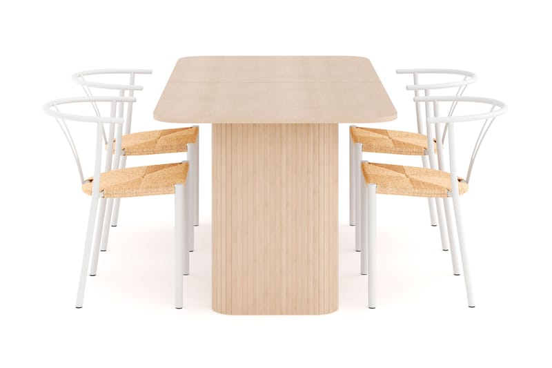 Kopparbo Matgrupp 180-240 cm Förlängningsbart med 4 Elysia Matstolar - Whitewash - Möbler - Matplats - Matgrupp & matbord med stolar