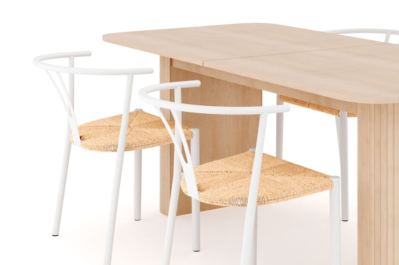 Kopparbo Matgrupp 180-240 cm Förlängningsbart med 4 Elysia Matstolar - Whitewash - Möbler - Matplats - Matgrupp & matbord med stolar