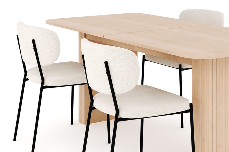 Kopparbo Matgrupp 180-240 cm Förlängningsbart med 4 Gemmiano Matstolar - Whitewash - Möbler - Matplats - Matgrupp & matbord med stolar