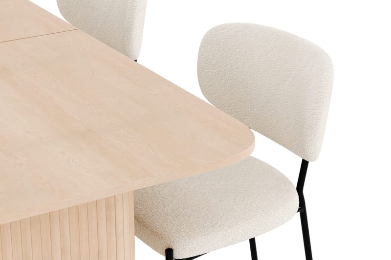 Kopparbo Matgrupp 180-240 cm Förlängningsbart med 4 Gemmiano Matstolar - Whitewash - Möbler - Matplats - Matgrupp & matbord med stolar