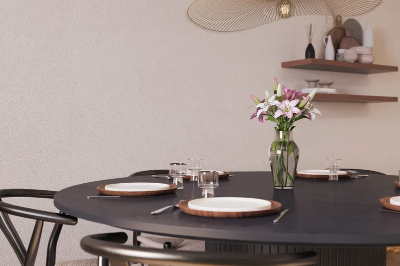 Kopparbo Matgrupp 180 cm med 6 Dastoori Matstol - 2220067-6,2223284-1 - Svart - Möbler - Matplats - Matgrupp & matbord med stolar