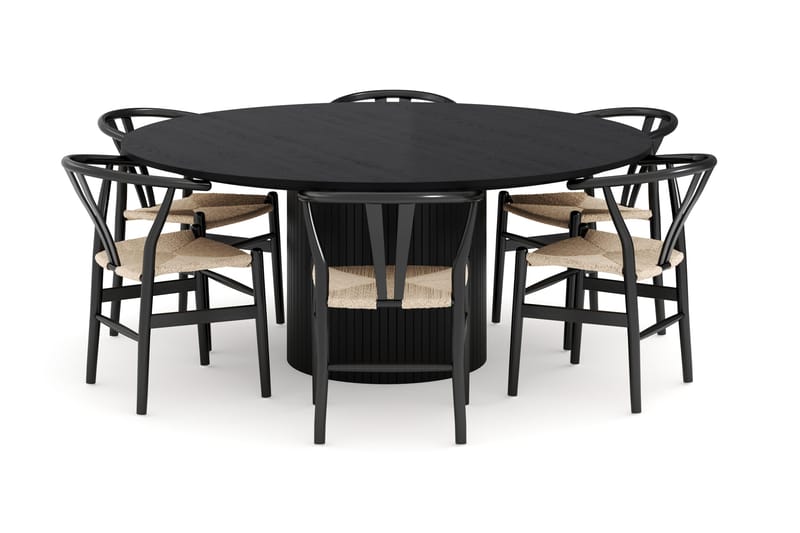 Kopparbo Matgrupp 180 cm med 6 Dastoori Matstol - 2220067-6,2223284-1 - Svart - Möbler - Matplats - Matgrupp & matbord med stolar