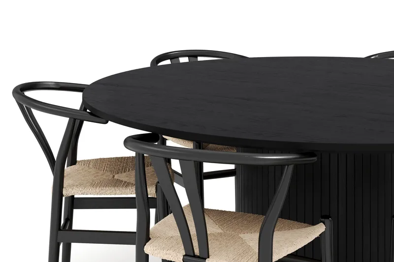 Kopparbo Matgrupp 180 cm med 6 Dastoori Matstol - 2220067-6,2223284-1 - Svart - Möbler - Matplats - Matgrupp & matbord med stolar