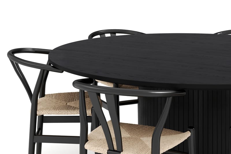 Kopparbo Matgrupp 180 cm med 6 Dastoori Matstol - 2220067-6,2223284-1 - Svart - Möbler - Matplats - Matgrupp & matbord med stolar