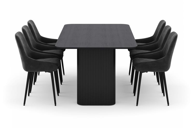 Kopparbo Matgrupp 200-206cm med 6 Alsarp Matstolar - Svart - Möbler - Matplats - Matgrupp & matbord med stolar