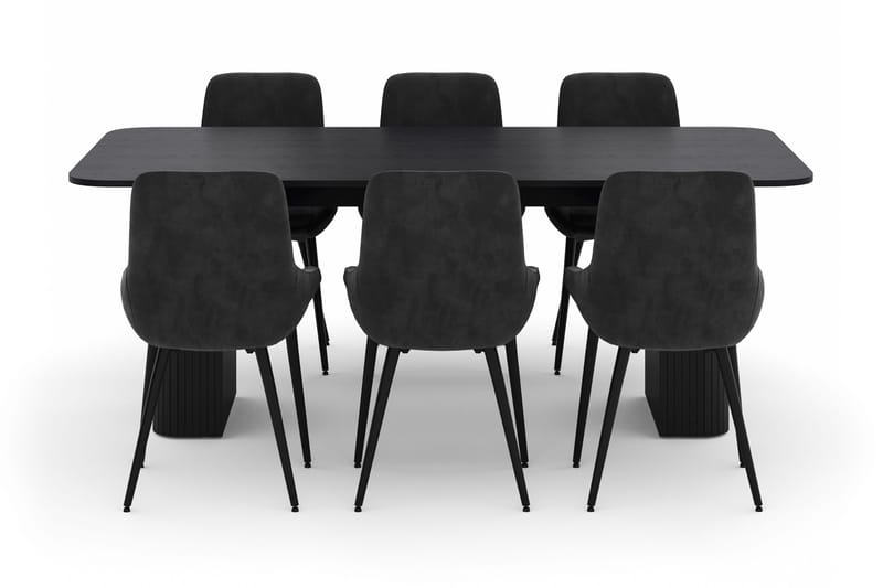 Kopparbo Matgrupp 200-206cm med 6 Alsarp Matstolar - Svart - Möbler - Matplats - Matgrupp & matbord med stolar