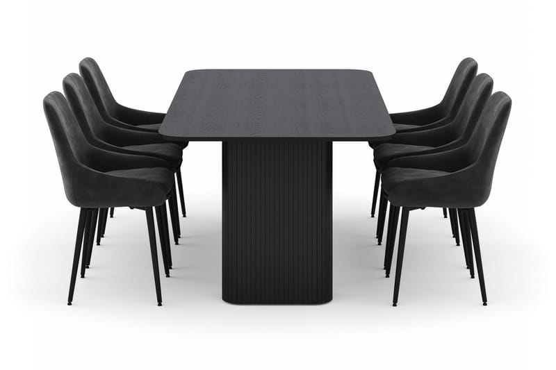 Kopparbo Matgrupp 200-206cm med 6 Alsarp Matstolar - Svart - Möbler - Matplats - Matgrupp & matbord med stolar