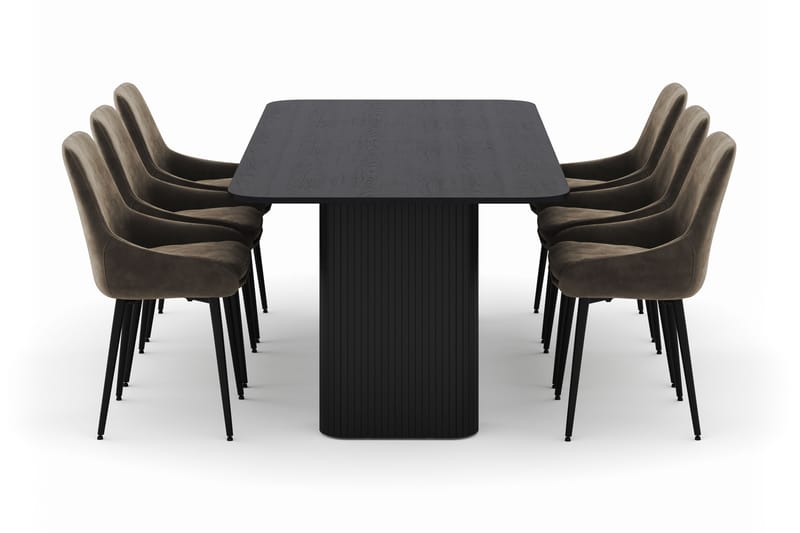 Kopparbo Matgrupp 200-206cm med 6 Alsarp Matstolar - Svart - Möbler - Matplats - Matgrupp & matbord med stolar